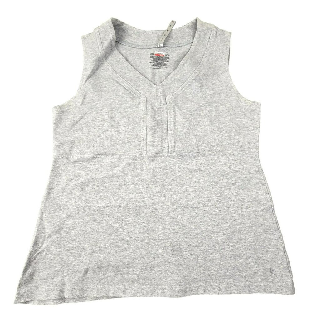 Danskin Athletic Top Womens Gray Sleeveless V-Neck Dance Size L 12/14 JH1820